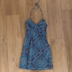 H&M dress new with tags size 8 Blue Patterned Halter tie neck and zip on side